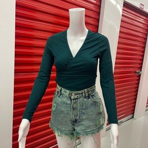 American Apparel Forest Green Wrap Crop Top